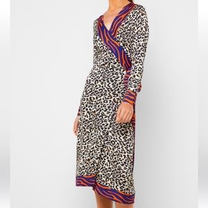 Margot Animal Print Clash Satin Wrap Dress